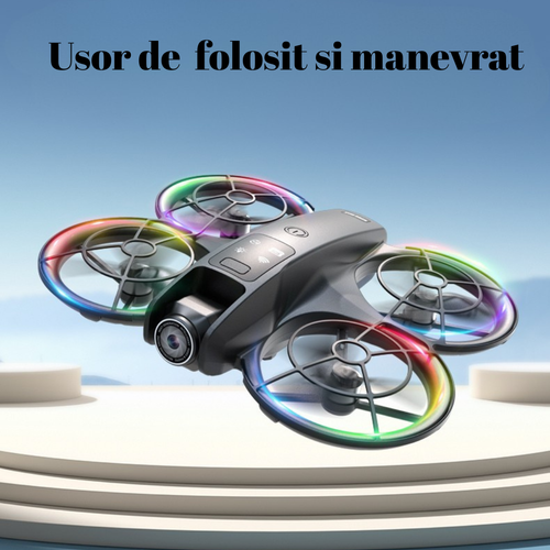 Dronă cu Cameră Reglabilă și Telecomandă cu Ecran LCD 4.3" - Lumini RGB, 100m Rază