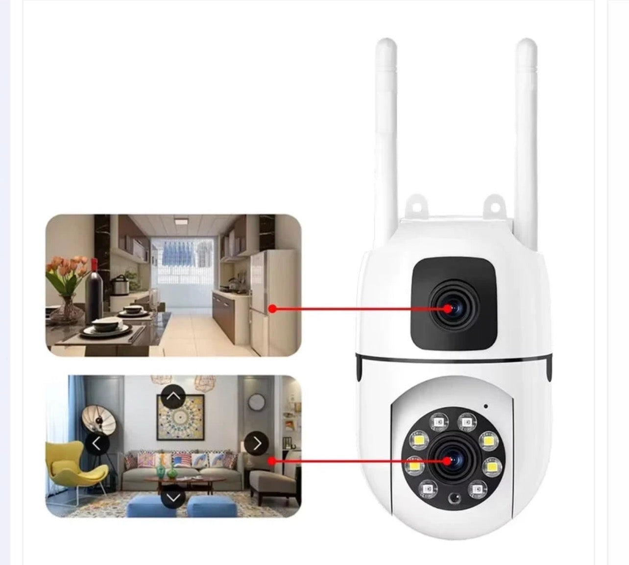 Camera de Supraveghere WiFi 6MP, Dual Lentile 360° + Fixă, Exterior/Interior, Night Vision, Microfon Bidirecțional