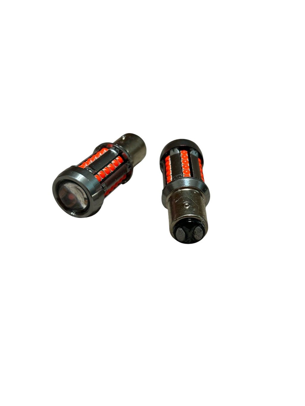 Becuri LED Dublu Filament Poziție și Stop Roșii 39SMD 1157 cu Lupă 9-36V- Set 2 buc