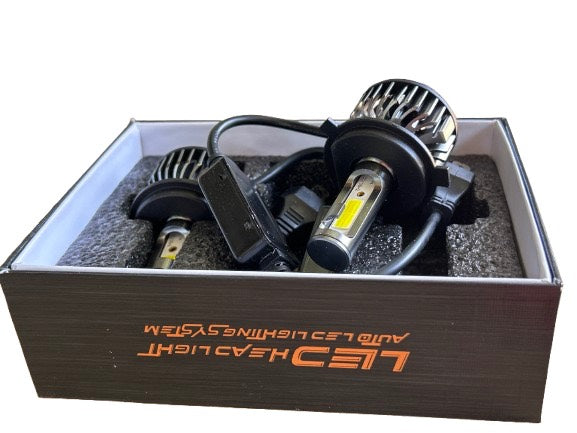 Set 2 becuri H4 100W 6000K Alb Rece cu ventilator, IP67, 30.000 ore Desigilat