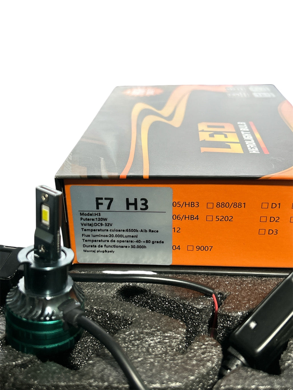 Set Becuri LED H3 120W, 20000 lumeni, Alb Rece, DC 9-32V