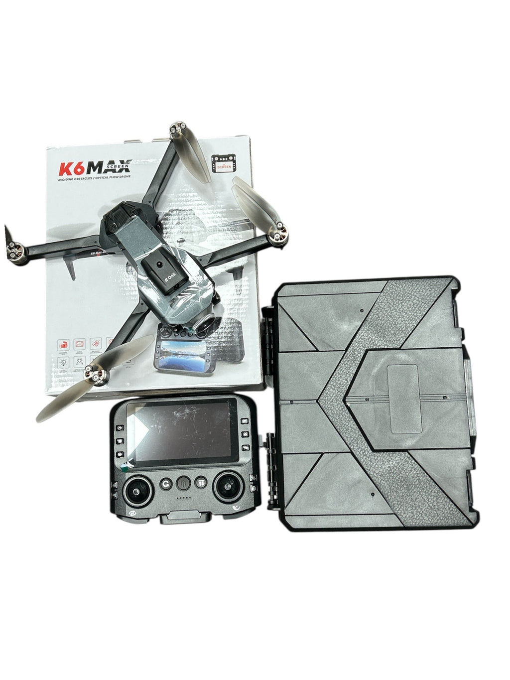 Dronă K6 Max cu Cameră, Telecomandă cu Display, Senzor Evitare Obstacole - Ideal Începători