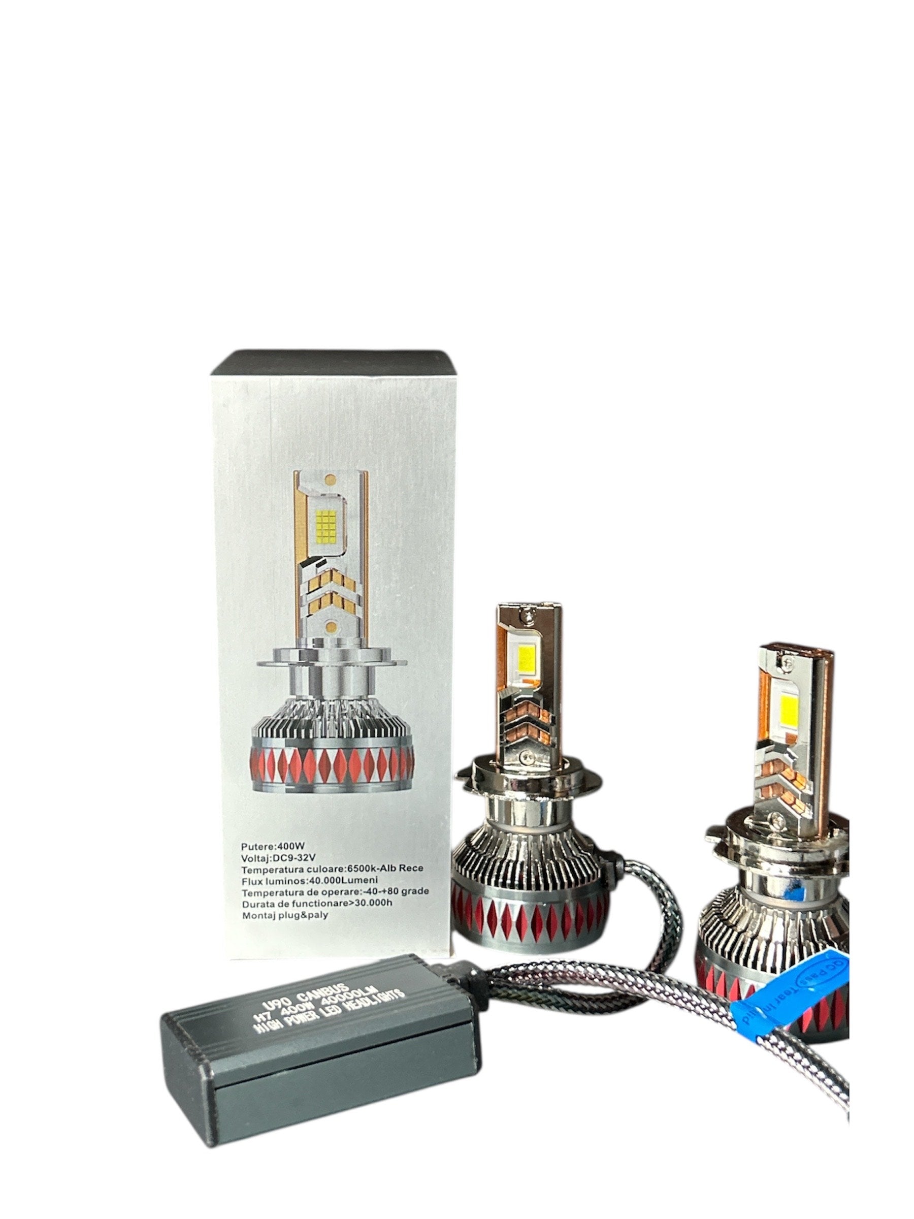 Set Becuri LED Auto H7 400W CANBUS, 40 000 lm, Alb Rece