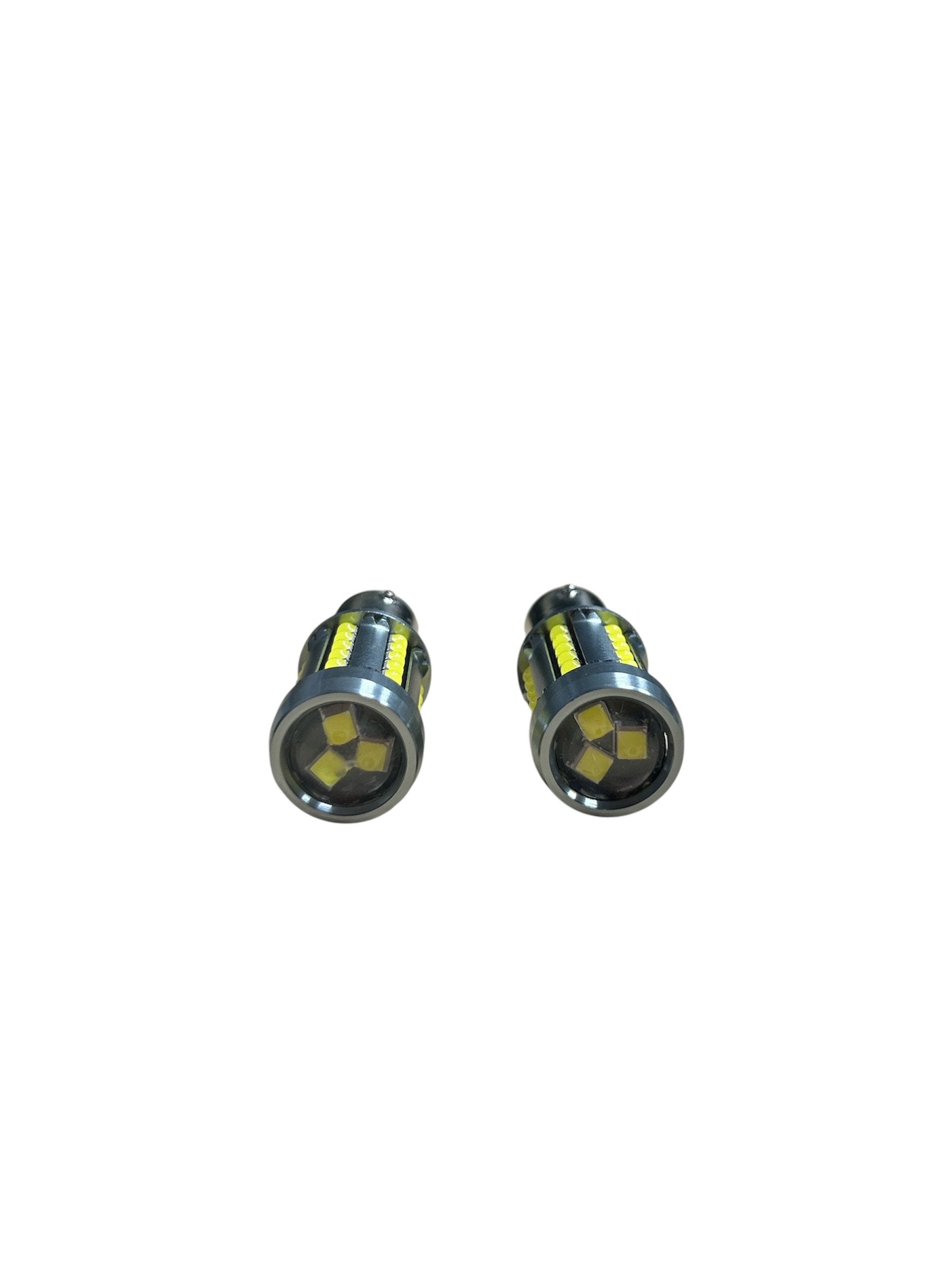 Set Becuri LED Profesionale Marsarier / DRL 1156 P21W cu Lupa, 39 LED SMD 3030, Canbus Fara Eroare, Lumina Alb Intens