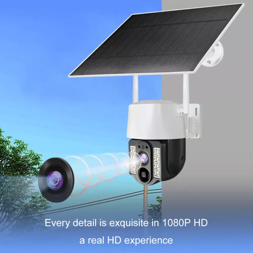Camera de Supraveghere 4G cu Panou Solar, Rezistență la Intemperii, Detectie Duală PIR + Radar, Viziune Color, IP66