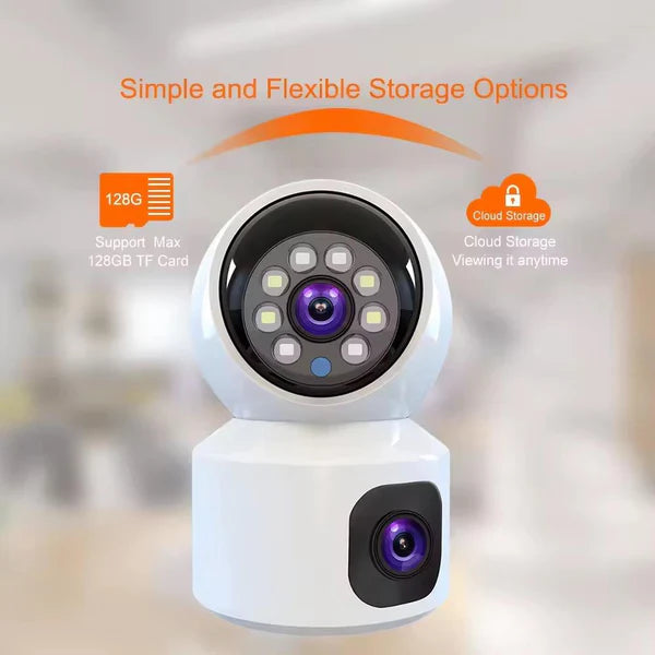 Camera de Supraveghere Duala 360° Night Vision, HD 1080P, Stocare Cloud & Card SD