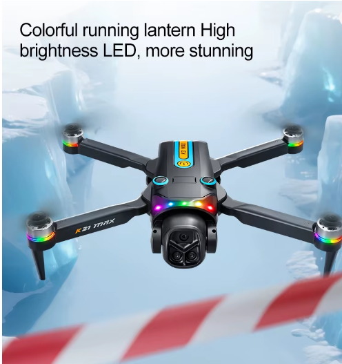 Dronă K21 MAX cu Cameră HD – Telecomandă Ecran 4.3", Motor Brushless, Optical Flow, Evitare Obstacole, 360° Flip, 15 min Autonomie, 200m Rază
