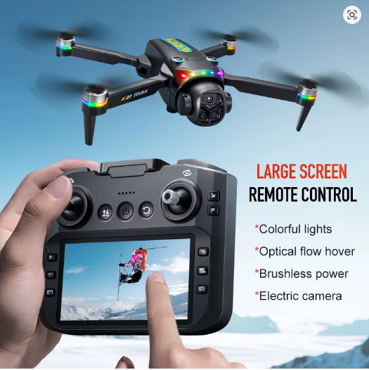 Dronă K21 MAX cu Cameră HD – Telecomandă Ecran 4.3", Motor Brushless, Optical Flow, Evitare Obstacole, 360° Flip, 15 min Autonomie, 200m Rază