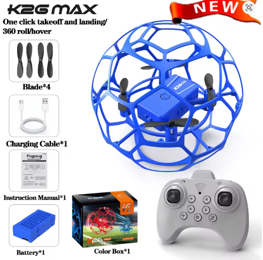 Minge Zburătoare LED pentru Copii – Dronă cu Telecomandă, Rotire 360°, Senzor Inteligent, 100m Rază, USB Reîncărcăbilă