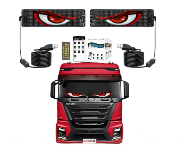 Set 2x Panouri LED Matrix RGB  60 cm – Flexibile, Control iPixel & Telecomandă, Devil Eyes, Mesaje Personalizate, Animații, Ceas Digital