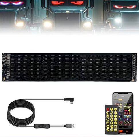 Ecran LED Flexibil RGB 90 cm – Control Aplicație, IP66, Mesaje & Animații Personalizate