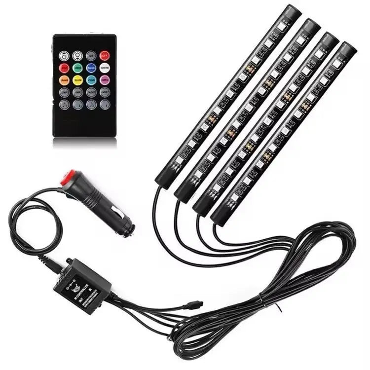 Kit Lumini Ambientale Auto RGB cu Telecomandă – Set 4 Benzi LED pentru Scaune