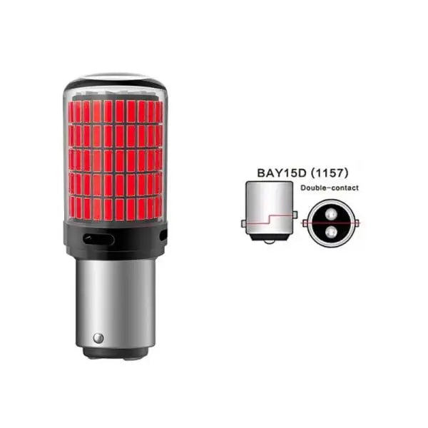 Set Becuri LED P21W Dublu Filament - Roșu, Frână și Poziție