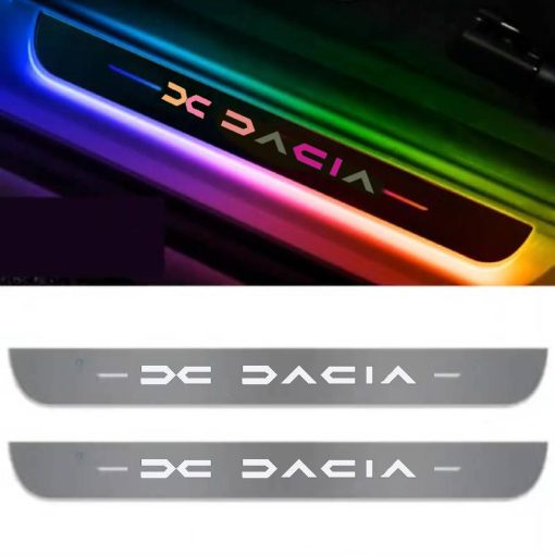 Set 2 protectie praguri auto magnetice iluminate Dacia, multicolor, dinamice