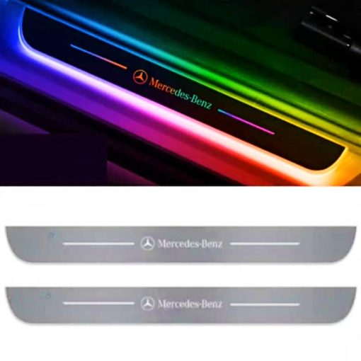 Set 2 praguri auto LED, lumini multicolore, cu efecte dinamice, magnetice, model Mercedes-Benz