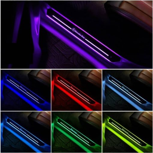 Set 2 praguri auto LED, lumini multicolore, cu efecte dinamice, magnetice, model Mercedes-Benz