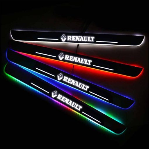 Set 2 protectii praguri auto LED iluminate multicolor, dinamice, magnetice, Renault
